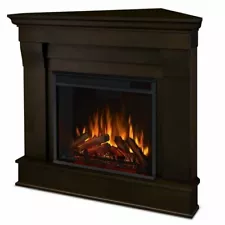 Real Flame Traditional Wood Espresso Chateau Electric Corner Fireplace