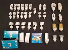 Huge Lot New + Used CFL Compact Fluorescent Light Bulbs: AirBNB-VRBO hosts LOOK!