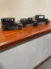 Antique cast iron J. M. co. cars and truck.... no. 135...no. 137...no. 138