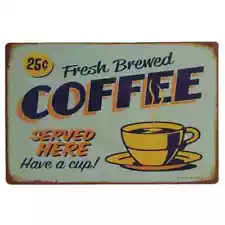 12x16in Metal Sign Retro Tin Home Wall Decor coffee cup Restaurant Large 1