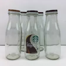 Starbucks Glass Frappuccino Bottles Set 5 Tall Crafts Art Projects Reusable Lids