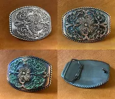 Western Antique Floral Engraved Ornate Belt Buckle Fits 1-1/2" Belt