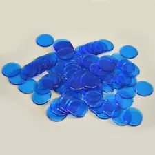 Plastic Non Magnetic Bingo Chips 7/8" Size Bags Of 100 Color Blue