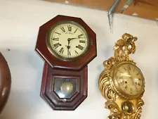 Antique Regulator Wall Drop Octagon Clock India Advertising Watch Repair Sales