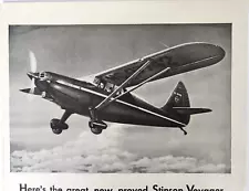 1947 Stinson Voyager Aircraft Airplane Vintage 1946 Ad Magazine Print Planes