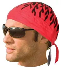 Red w/Flames Premium Lined Doo Rags