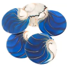 Genuine Exposed Chamber Nautilus Shell Deep Blue Bead Cab Cabochon, 1"