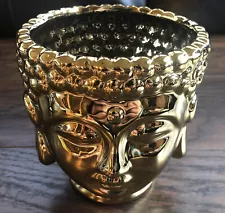 NEW Gold Buddha Head Planter 5”High Use for Planter, Pen Cup, Make-up Brushes.