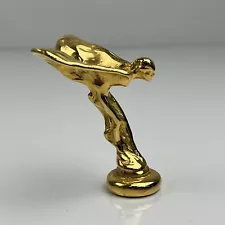 Rolls Royce Spirit of Ecstasy Mascot Logo Gold Tone Used Display Paper Weight