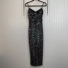 Vintage Norman Berg for DENISE Fashions Vintage Silver Sequin Gown Small