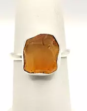 Artisan Crafted Rough Cut Brazilian Citrine Ring in Sterling Silver, Size 10