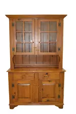 Ethan Allen Country Craftsman China Cabinet Buffet Hutch 19-6306/6308 #219 Brown