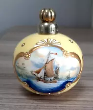 Lynton Porcelain Miniature Perfume Bottle Sailing Ship Stefan Nowacki Silver Lid