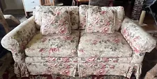 Waverly 1990’s Floral Vintage Love Seat Sofa Down Filled W/Ottoman Hassock SALE!