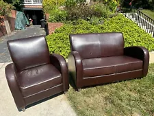 Leather Loveseat and Armchair