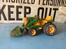 Tanka Green riding lawn mower front end loader Pressed Steel Toy Truck 1970s