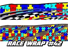 RACE CAR GRAPHICS #42, Autism Awareness Wrap Vinyl Decal IMCA Late Model Dirt