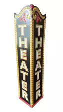 FUN NOVELTY THEATER CORNER EMBOSSED METAL SIGN MAN CAVE MOVIE ROOM 24"