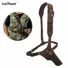 TOURBON Leather Handgun Pistol Holster Chest Strap .38/9mm Ammo Carry Sling Gift