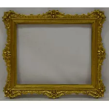 Ca. 1900 Old wooden frame decorative Gold painted Internal: 16.9 x 13.6 in