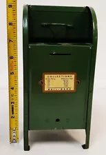 D-482 VINTAGE ALL-AMERICAN GREEN METAL POST OFFICE MAIL BOX COIN BANK!