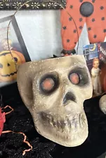 Halloween Paper Mache' Skull Lantern One Of A Kind !