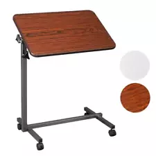 Medical Table Overbed Adjustable Bedside Hospital Rolling Tables With Wheels New