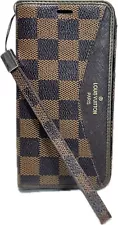 Louis Vuitton Phone Folio iPhone Case Wallet Brown With Strap