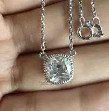 Old Mine Cut Cushion Solitaire Pendant Antique Cut Diamond Silver Pendant Women