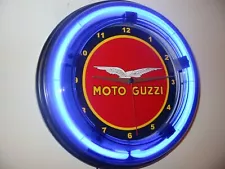 Moto Guzzi Motorcycle Garage Neon Wall Clock Advertising Sign