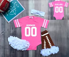 Dallas Cowboys Personalized Pink Uniform Jersey Bodysuit Outfit