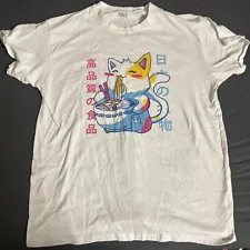 Cat Slurping Ramen T Shirt Large