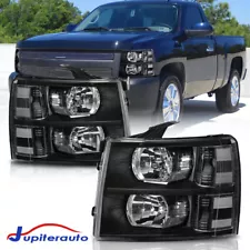 For 2007-2013 Chevy Silverado 1500 2500HD Black Housing Headlights LH & RH (For: More than one vehicle)