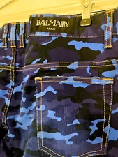 Balmain Blue Camo Destroy Men's Slim Jeans Size 36, IT 50/52. BNWT.