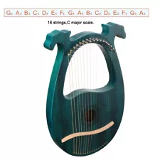 16 Metal Strings Lyre Harp Maple Saddle Mahogany Body for Kids and Adults Blue