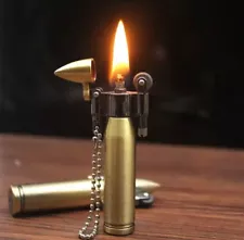 Retro Bullet Grinding Wheel Kerosene Lighter Metal Keychain Lighters