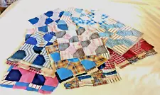 Lot Of 28 Vintage BOW TIE Quilt Blocks 1940's Cotton Hand Pieced Solid & Plaid