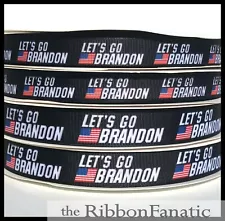 50% off 3yds 5/8" Let's Go Brandon Black Background Grosgrain Ribbon