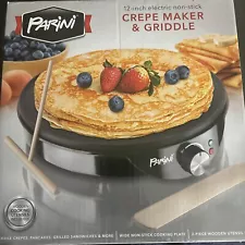 Parini 12” Electric Non-Stick CREPE Maker Griddle Blintzes Pancakes 120V 1000W