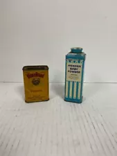 vintage display cans-mennen baby powder and homebrand turmeric