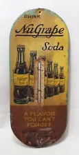 Old DRINK NUGRAPE SODA Shrinking Bottle Design Pop ADVERTISING THERMOMETER Sign