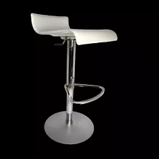 Ligne Roset Pam Bar Stool Leather Modern Sleek - White and Chrome