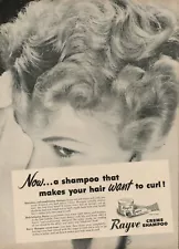 1951 Rayve Creme Shampoo Hair Stylist Vintage Print Ad Curl Conditioning Rich