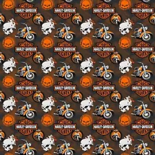 Harley Davidson Motorcycle/Skull Cotton Fabric by the 1/2 Yard, 57-58" Width