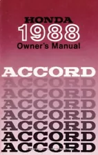 1988 Honda Accord Hatchback Owners Manual User Guide Reference Operator Book