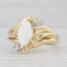 Opal Marquise Diamond Ring 10k Yellow Gold Size 7