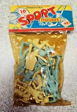 Vintage Marx 2.5" Plastic Sports Figures In Sealed & Carded Original Bag.