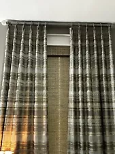 Beige And Grey Woven custom made drapery - Wide Slider Drape Plus 4 Panels