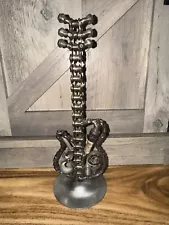 Unique Recycled Scrap Metal Art Guitar Man Cave Sculpture Tools Garage 10.5”