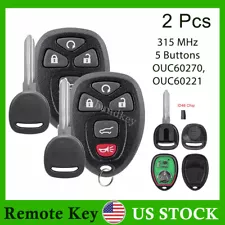 2 For 2008- 2016 Buick Enclave Keyless Remote Key Fob OUC60270 + Transponder Key